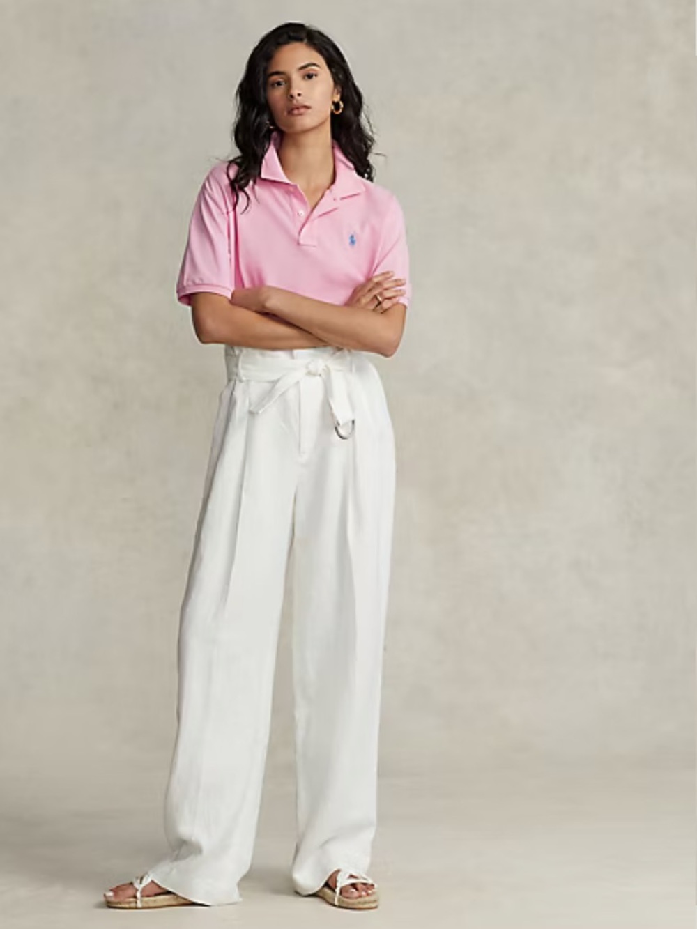 Polo by Ralph Lauren Cotton Cropped Boxy Fit Polo Shirt in Pink Women’s Medium